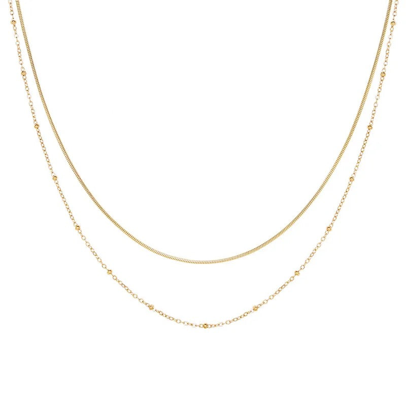 Gold Duo Fine Chain - 18ct Gold Plated