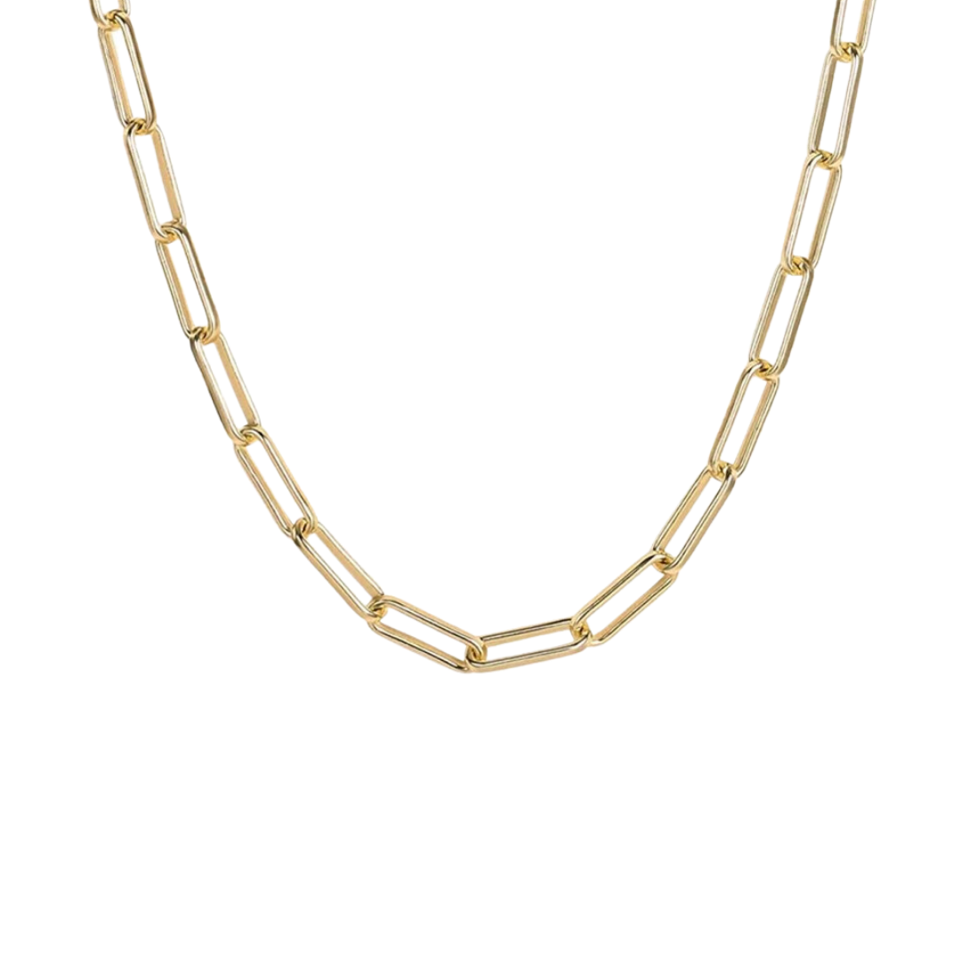 Paper Clip Chain Necklace - 18ct Gold Plated