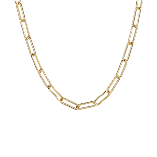 Paper Clip Chain Necklace - 18ct Gold Plated