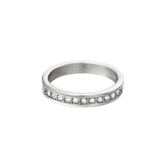 Silver Band Ring with Zirconium Stones
