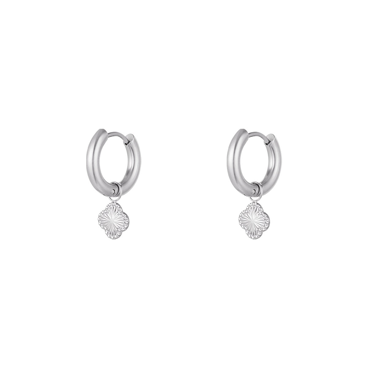 Silver Clover Style Hoops - 18-Carat Gold Plated