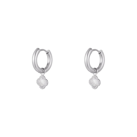 Silver Clover Style Hoops - 18-Carat Gold Plated